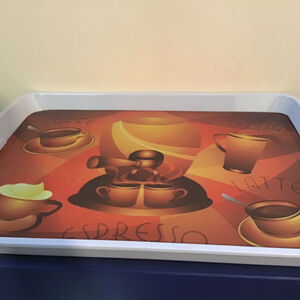 Coffee Themed Serving Tray Espresso Cappuccino Latte Mocha Kitchen Decor‎
